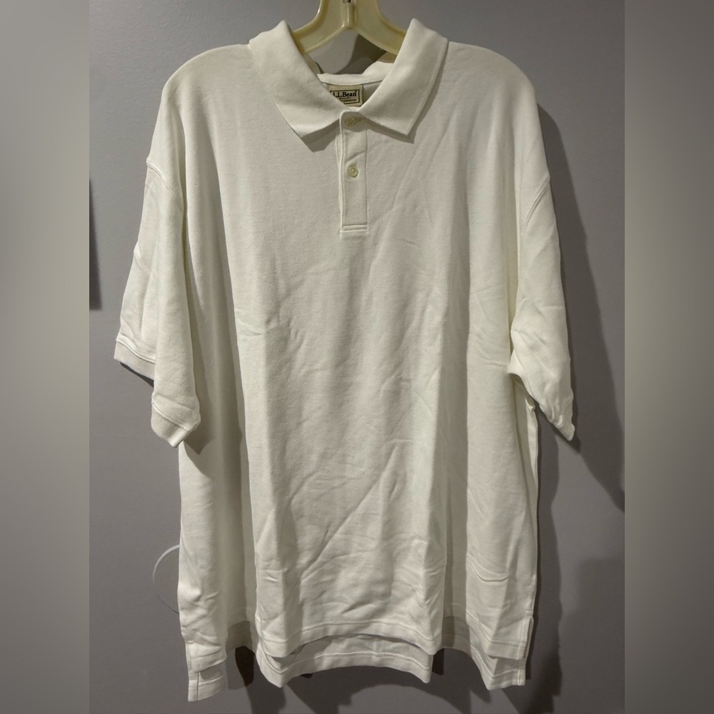 LL Bean Polo Shirt Mens XXL Reg O KA849 White Short Sleeve Old Stock VTG NWOT U
